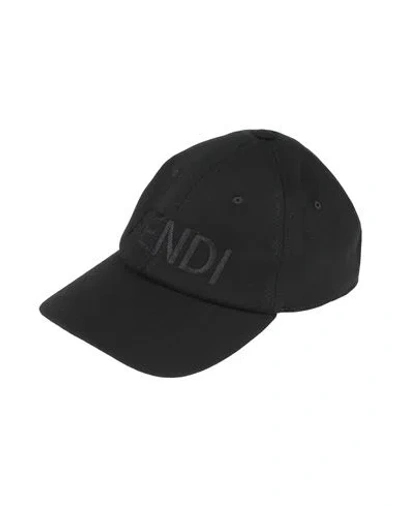 Fendi Man Hat Black Size Onesize Cotton, Elastane