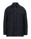 Fendi Monogrammed Collared Long-sleeve Shirt In Navy