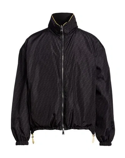 Fendi Man Jacket Orange Size 38 Polyamide In Black