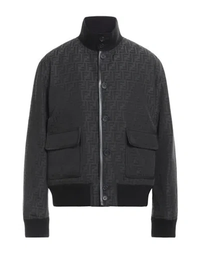 Fendi Man Jacket Steel Grey Size 46 Polyester, Cotton