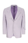 Fendi Single-breasted Linen Jacket With Embroidered Logo Lettering In Purple