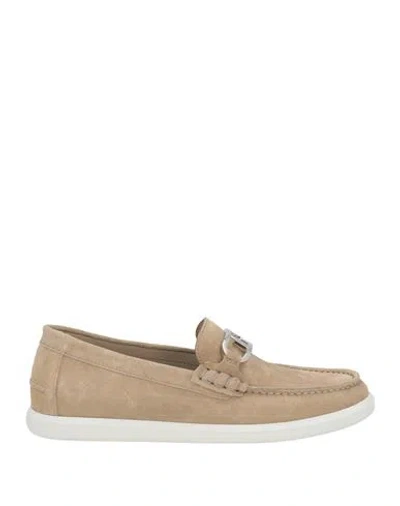 Fendi Man Loafers Taupe Size 8.5 Leather In Nude
