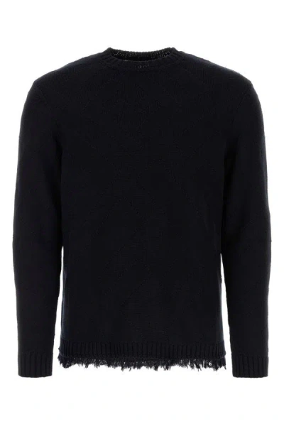 Fendi Ff Jacquard Crewneck Knit Jumper In Blue