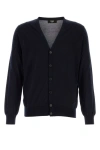 Fendi Wool Cardigan With V-neckline And Ribbed Finish In Blue
