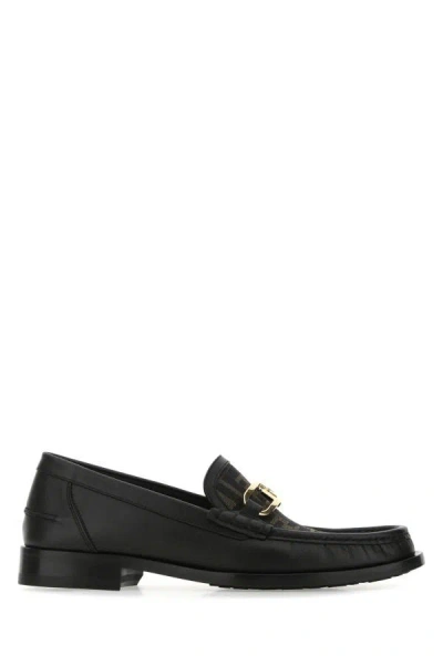 FENDI FENDI MAN MULTICOLOR LEATHER AND FABRIC LOAFERS