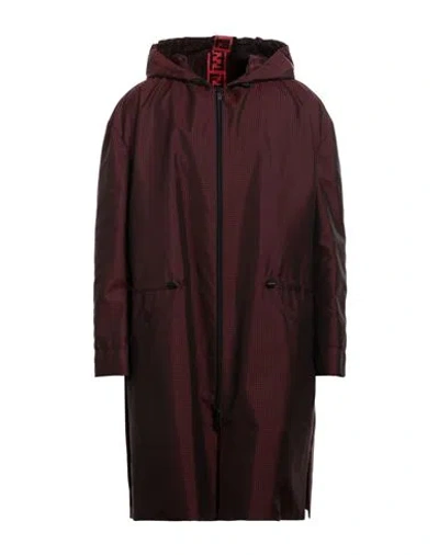 Fendi Man Overcoat Burgundy Size 44 Polyester In Red