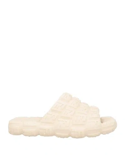 Fendi Man Sandals Beige Size 8 Rubber In Neutral