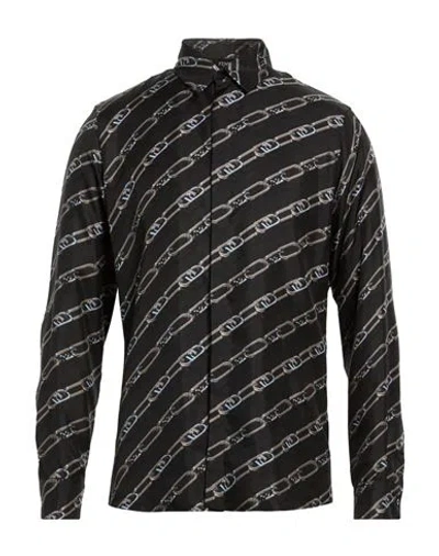 Fendi Man Shirt Black Size 15 ½ Silk