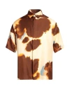 Fendi Man Shirt Dark Brown Size 15 ½ Silk