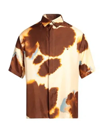 Fendi Man Shirt Dark Brown Size 15 ½ Silk