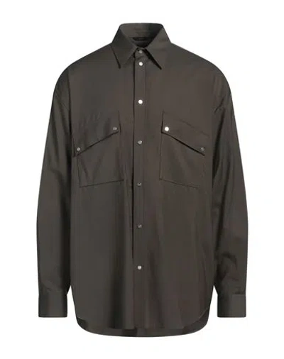 Fendi Man Shirt Dark Green Size 40 Virgin Wool
