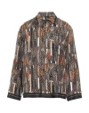 Fendi Man Shirt Light Brown Size 38 Silk In Brown