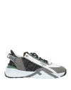 Fendi Black Ff Jacquard And Leather Running Sneakers In Grey
