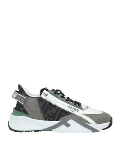 Fendi Black Ff Jacquard And Leather Running Sneakers In Multi