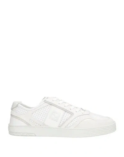Fendi Man Sneakers White Size 8 Leather, Textile Fibers