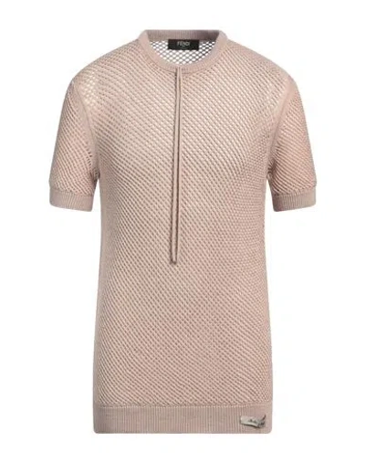 Fendi Man Sweater Beige Size 40 Wool