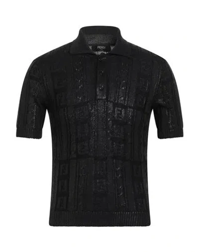 Fendi Man Sweater Black Size 40 Polyurethane, Wool, Polyester