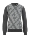Fendi Embroidered Wool Blend Sweater In Grey
