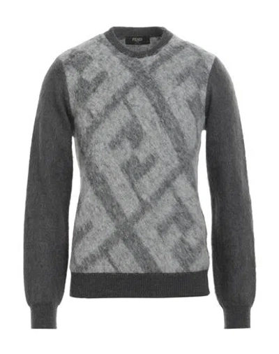 Fendi Long Sleeve Crew Neck Sweater In Grey