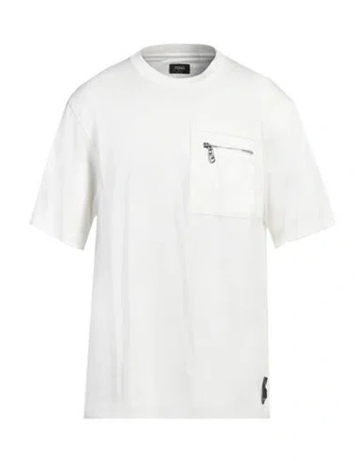 Fendi Man T-shirt White Size L Cotton, Polyester
