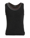 Fendi Man Tank Top Black Size 40 Cotton, Metallic Fiber In Black