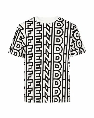 Fendi Man T-shirt White Size L Cotton In Yellow