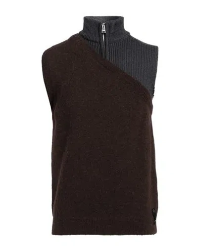 FENDI FENDI MAN TURTLENECK DARK BROWN SIZE 40 WOOL, ALPACA WOOL, POLYAMIDE, ELASTANE