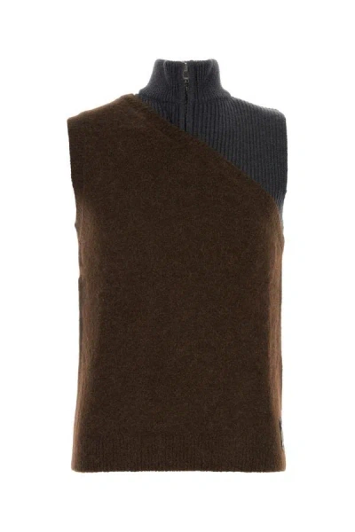 FENDI FENDI MAN TWO-TONE STRETCH WOOL BLEND VEST