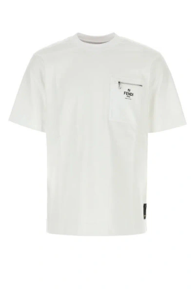 Fendi Man White Cotton T-shirt