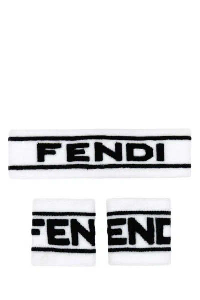 Fendi Headband And Wristband Set In White