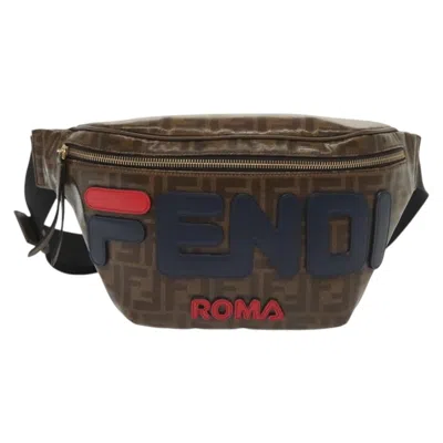 Pre-owned Fendi Mania Logo Waist Bag Zucca Coated Canvas Brown Canvas Clutche & Pouche Bag ()