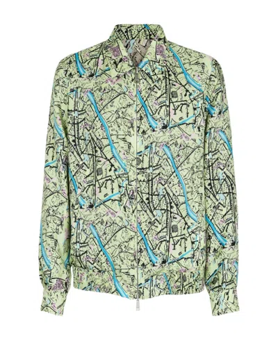Fendi Map Reversible Long-sleeved Shirt In Green