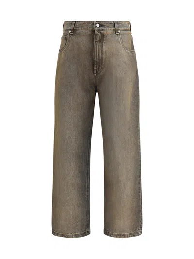 Fendi Marble Over Dye Denim Pants In Brown