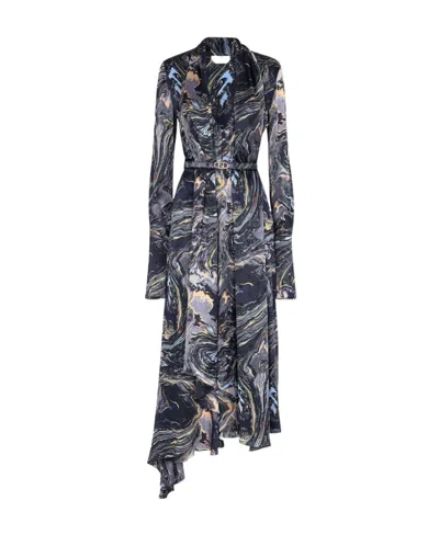 Fendi Marbled Midi Crêpe Dress In Black