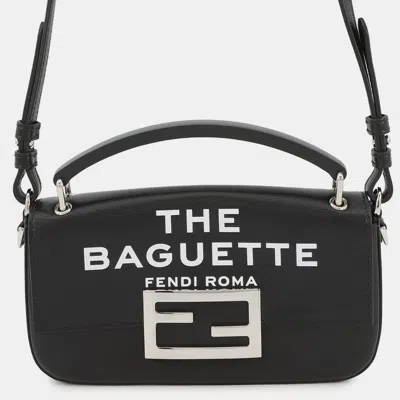 Pre-owned Fendi Marc Jacobs Collaboration Baguette Phone Pouch Black/white Leather