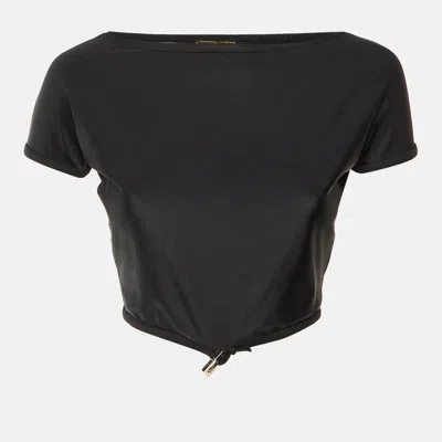 Pre-owned Fendi Mare Vintage Black Jersey Crop Top M