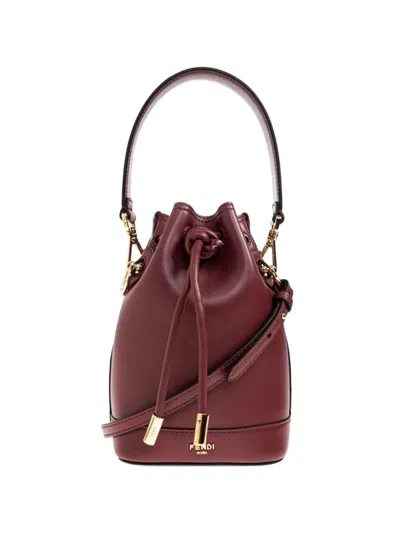 Fendi Maroon Mon Tresor Mini Bucket Bag In Burgundy