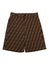Fendi Bermuda Con Logo All-over In Brown