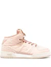 Fendi High-top Pink Sneakers With Textured Finish And Padded Collar In Pink