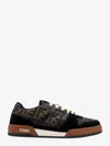 Fendi Match Low-top Ff Jacquard Fabric And Suede Sneakers In Brown