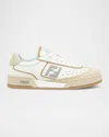 Fendi Leather Sneakers With Panelled Design And Contrast Sole In F1ruy Shell Sienn Mud Rose