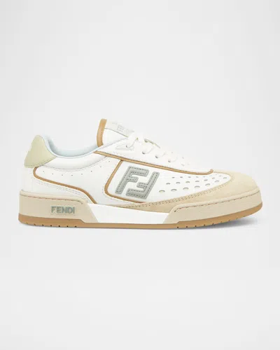 Fendi Match Calfskin Low-top Sneakers In F1ruy Shell Sienn Mud Rose