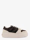 Fendi Canvas And White Suede Platform Low-tops In Multi