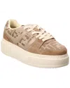 Fendi Match Canvas And Suede Low-top Sneakers In Brown