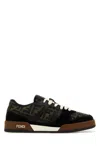 Fendi Match Ff Jacquard Fabric And Suede Sneakers In Multi