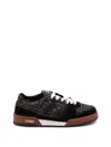 Fendi Match Low-top Ff Jacquard Fabric And Suede Sneakers In Brown