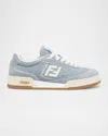 Fendi Match Denim And Suede Low-top Sneakers In Blue
