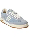 Fendi Match Denim And Suede Low-top Sneakers In Blue