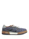 Fendi Match Denim Ff Embossed Sneakers Blue In Blue