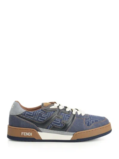 Fendi Match Denim Ff Embossed Sneakers Blue
